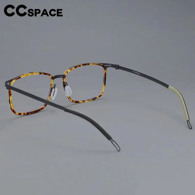 CCspace Unisex Full Rim Square Screwless Titanium Eyeglasses 57174 - Lightweight Durable Frame for Men & Women - Perfect for Reading, Work & Everyday Use