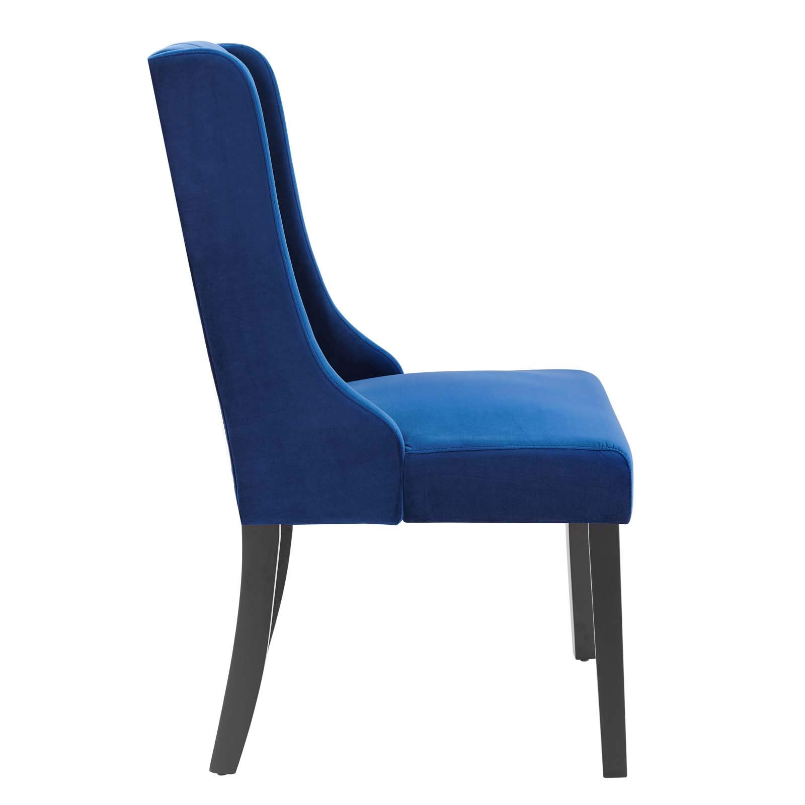 Modway Renew Parsons Performance Velvet Dining Side Chairs - Set of 2 Navy Blue Velvet Upholstered Chairs for Kitchen, Dining Room & Home Decor