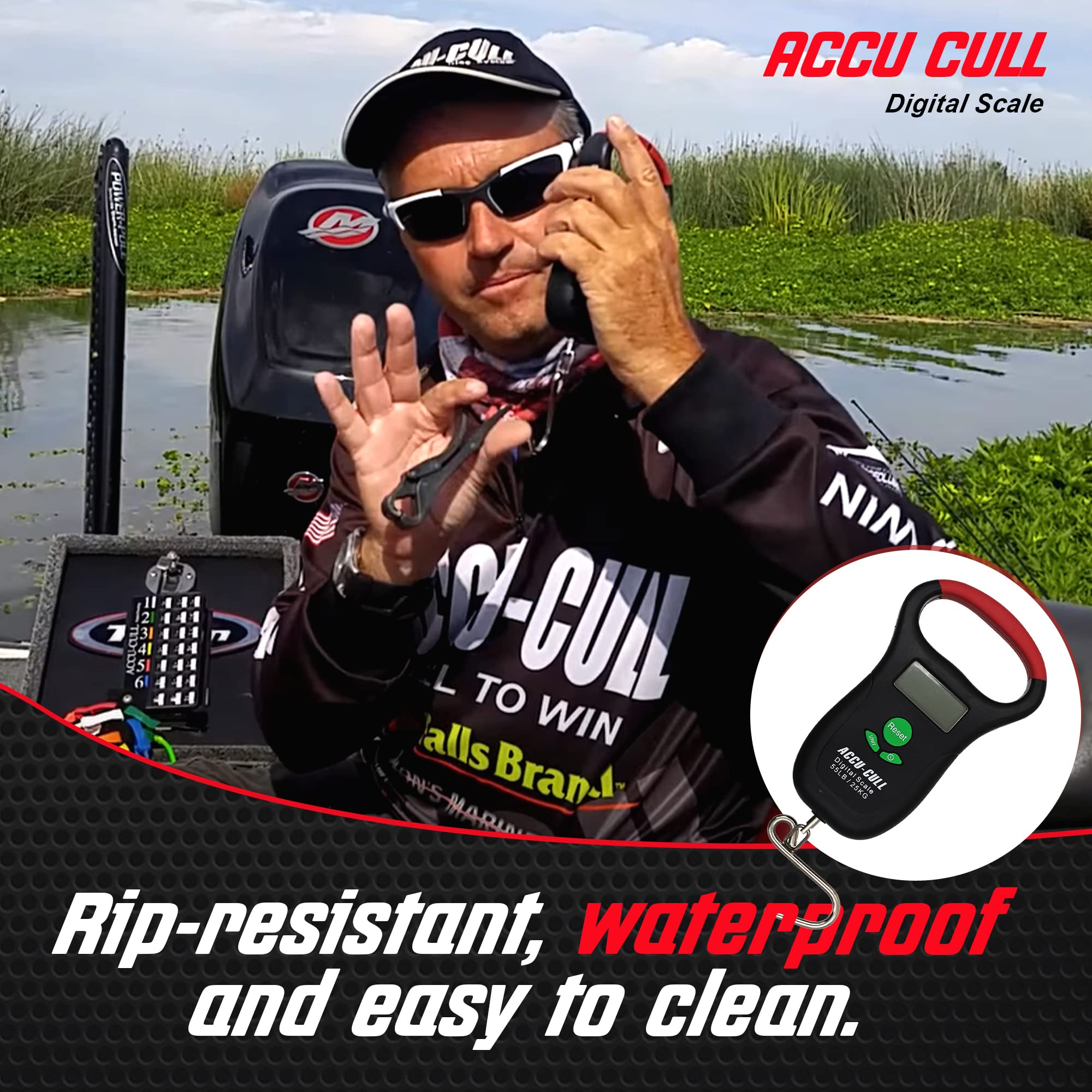 **Accu Cull Digital Fish Scale - Portable Tournament Fishing Gear for Bass & Freshwater Fishing - Best Fishing Gifts for Men - Perfect for Weighing Catch in Tournaments, Lakes & Outdoor Adventures**