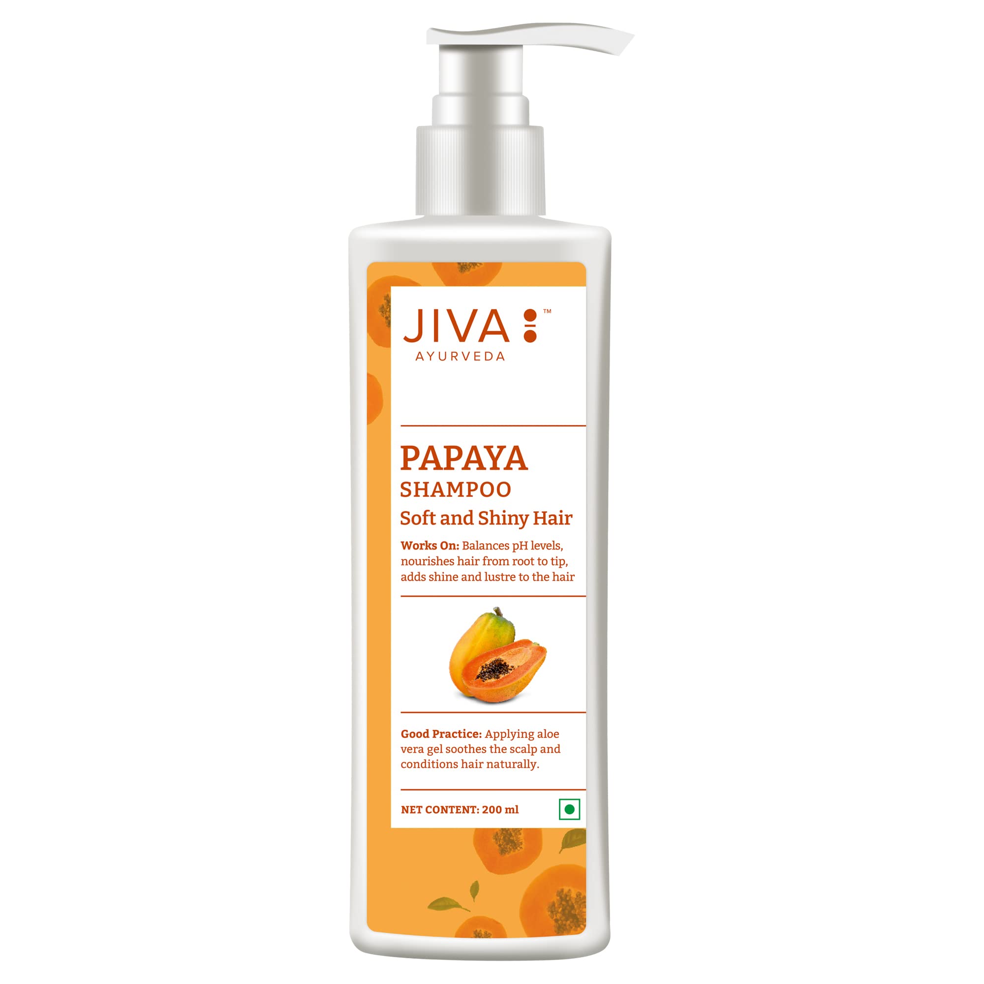 Jiva Papaya Shampoo 200ml - Natural Hair Care for All Hair Types, Controls Oil & Nourishes Roots - Promotes Long Smooth Hair - Perfect for Daily Use & Hair Growth Routine
