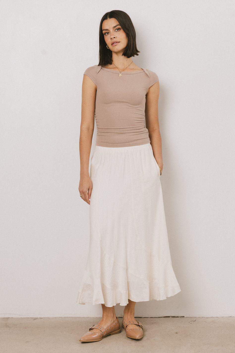 Amara Maxi Skirt for Women - Elegant Ivory Flowy Long Skirt with Side Slit | Perfect for Beach, Vacation, Wedding & Boho Outfits