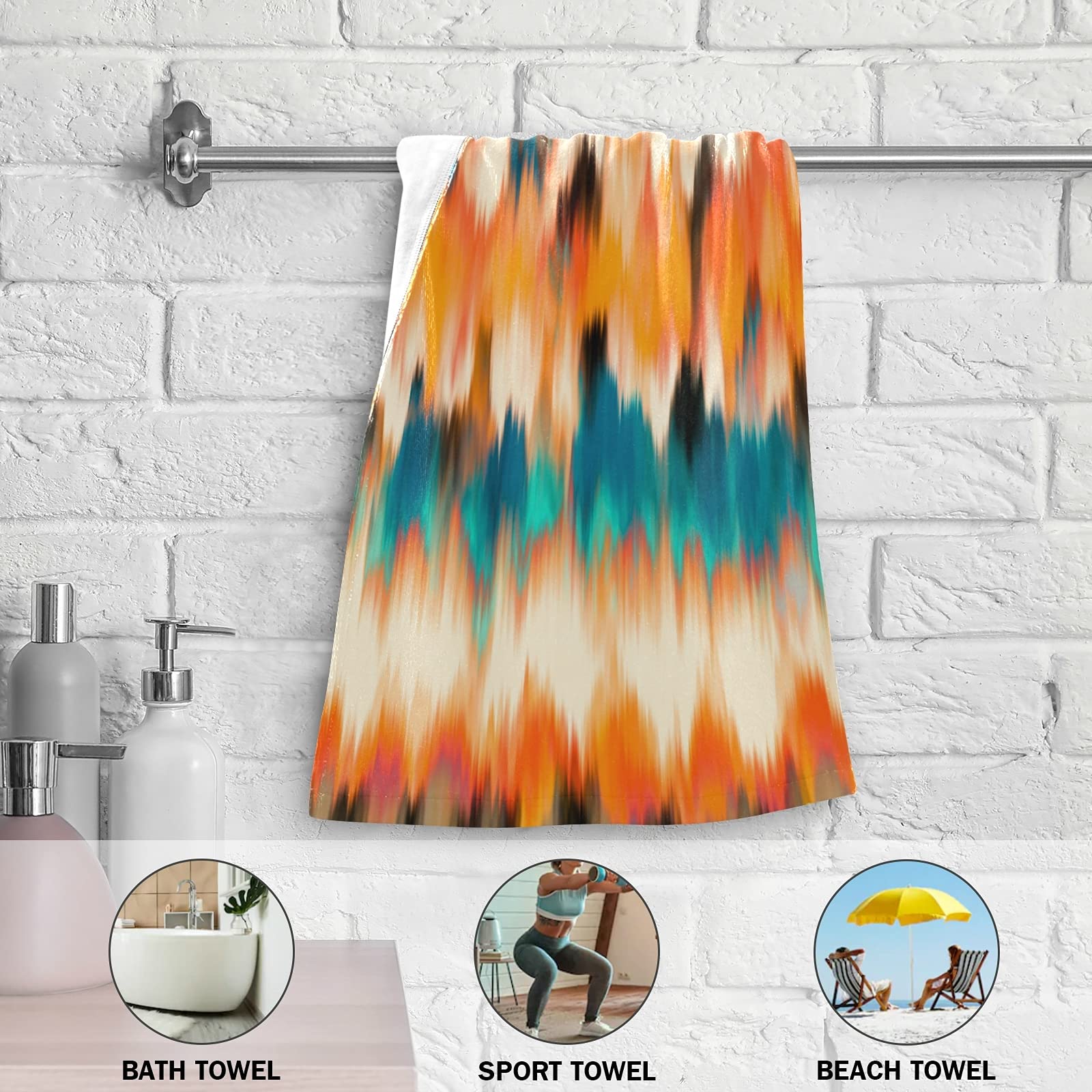 ALAZA Abstract Swirl Rainbow Tie Dye Hand Towel Set - 2 Pack Soft Absorbent Bath & Kitchen Towels for Bathroom, Spa, Gym - Quick Drying Washcloths for Home Decor & Guest Use