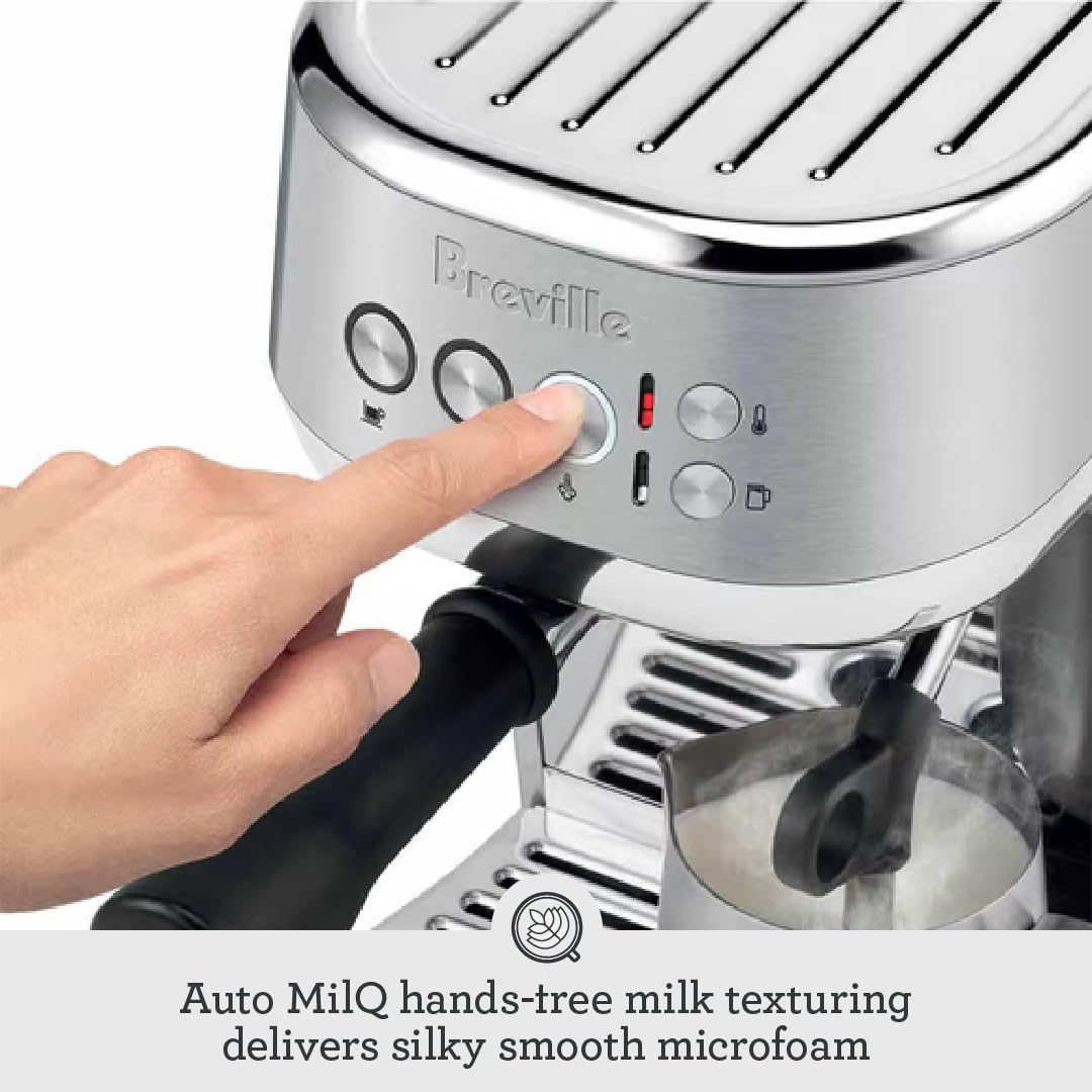 Breville the Bambino Plus Espresso Machine with Auto Milk Frother - Fast 3-Second Heat Up, Stainless Steel Espresso Maker for Latte & Cappuccino at Home (BES500BSS) | Perfect for Coffee Lovers & Small Kitchens