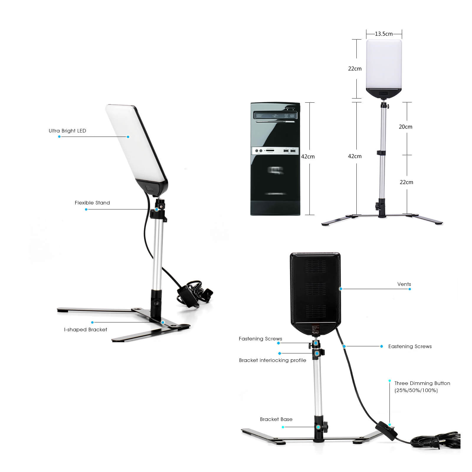 MOBI LED Table Top Lighting Kit - Dual Panel Set for Photography, Videography & Studio Lighting