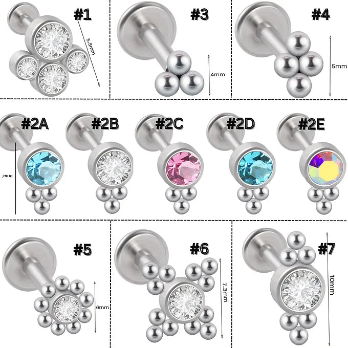16G Titanium Flat Back Lip Studs for Piercing | DL045 | Hypoallergenic Body Jewelry for Sensitive Skin | Perfect for Everyday Wear and Special Occasions