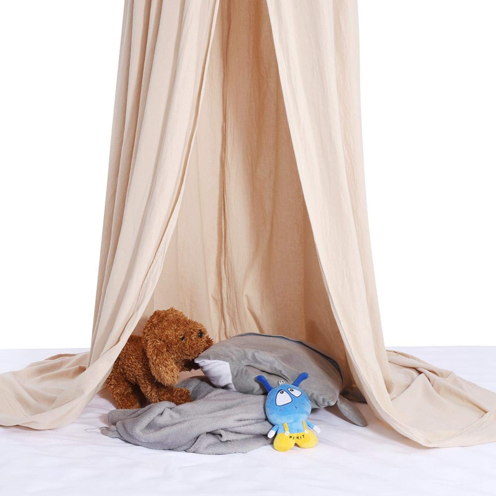 **Voluxe Round Dome Hanging Bed Canopy for Kids - Khaki Princess Canopy Curtains, Girls' Bedroom Decor, Perfect for Birthday Gifts & Dreamy Sleepovers**