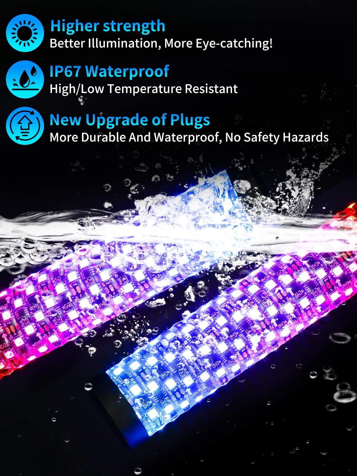 2 Pack 2FT Fat LED Whip Lights with App & Remote Control - RGB Spiral Chasing Lighted Antenna Whips for UTV ATV RZR Can-Am X3 Off-Road Vehicles - Perfect for Night Riding, Off-Road Adventures & Camping