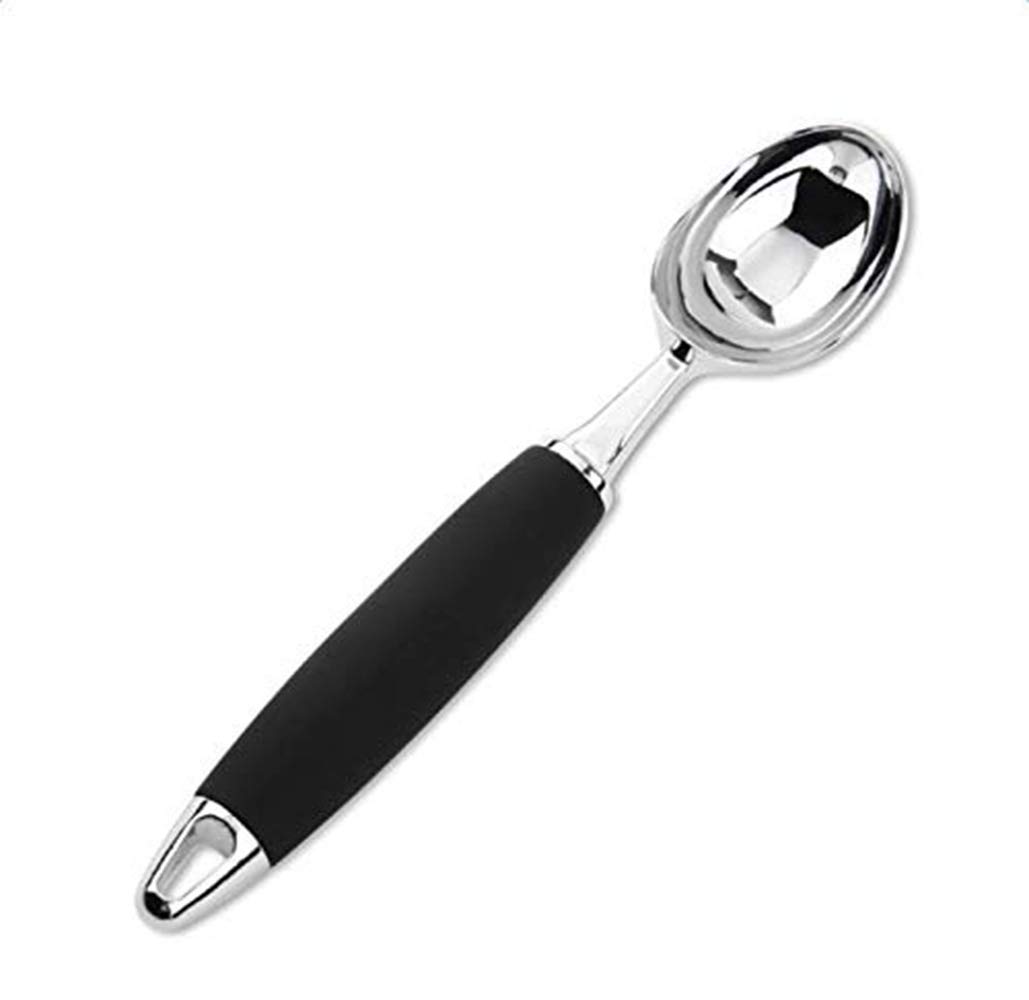 Premium Stainless Steel Melon Baller & Ice Cream Scoop Set - Non-Slip Ergonomic Rubber Grip for Hard Ice Cream, Frozen Yogurt, Fruits, Coffee Beans & Citrus - Perfect for Kitchen, Dessert Bars & Catering Events