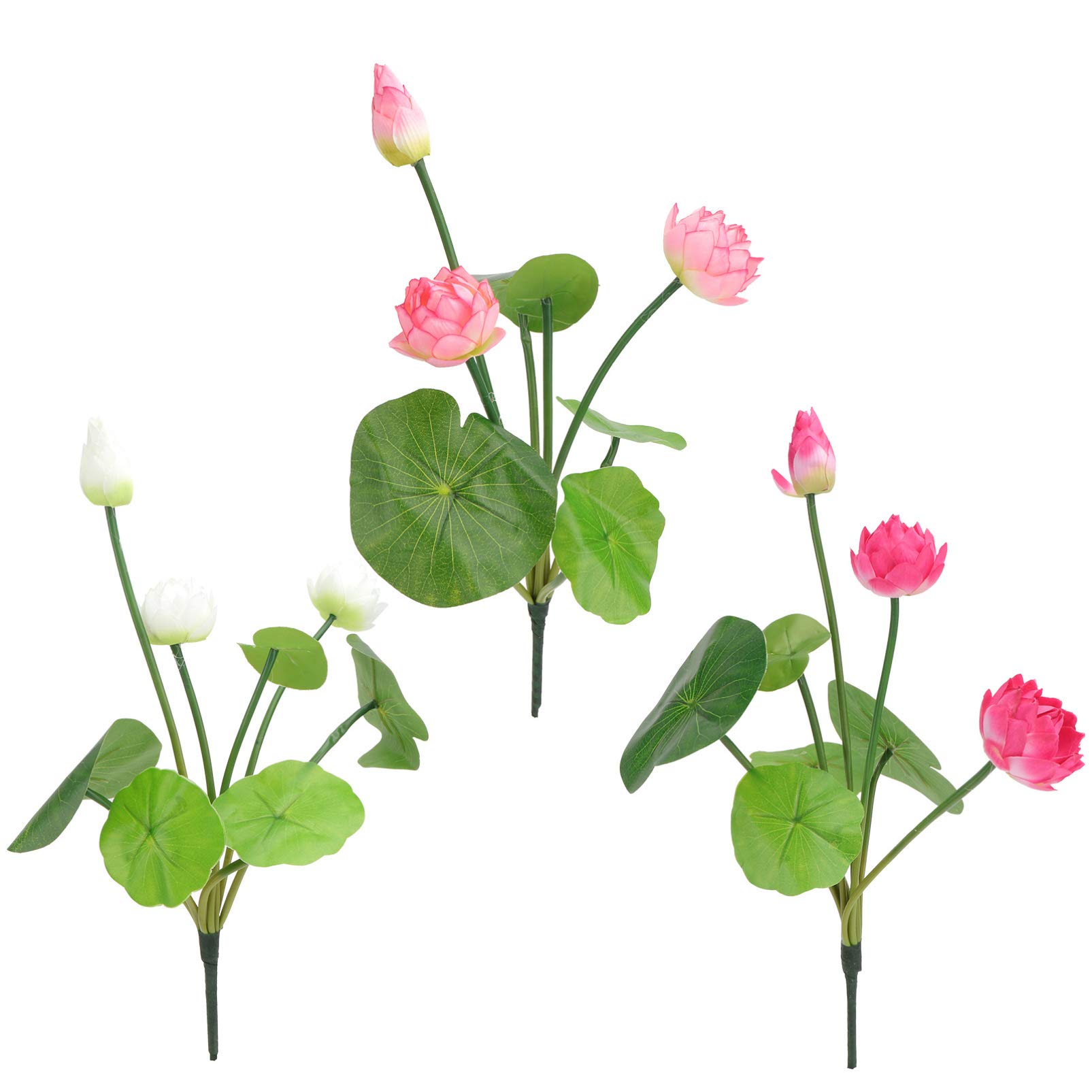 Balacoo 3PCS Realistic Artificial Lotus Decor for Fish Tanks - Lifelike PVC Plastic Water Lily & Leaf Set - Perfect for Aquarium, Betta Fish Bowl & Underwater Botanical Scenery
