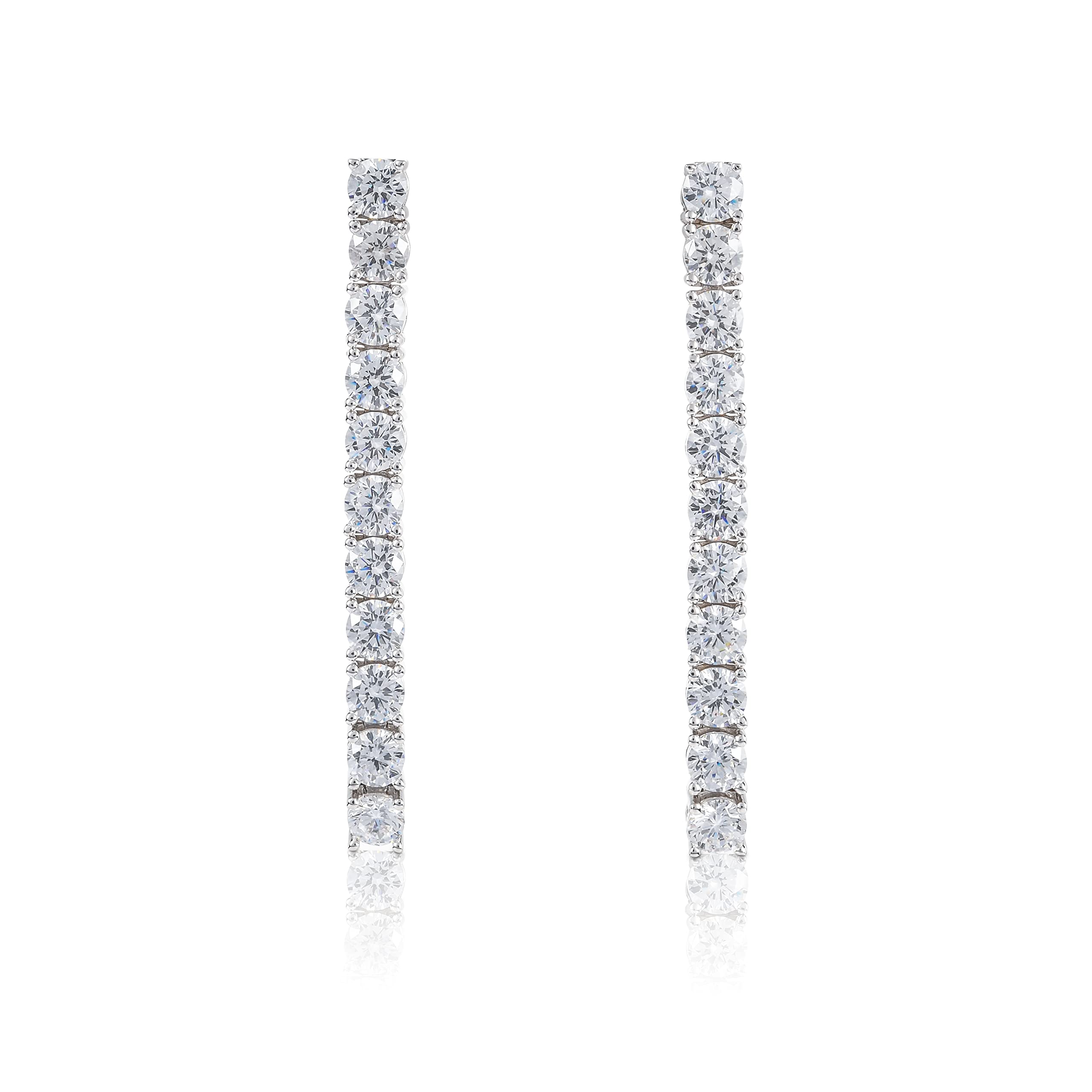 925 Sterling Silver Cubic Zirconia Long Dangle Earrings for Women - Elegant Drop Earrings with Single Line Stones | Perfect for Parties, Weddings & Evening Events
