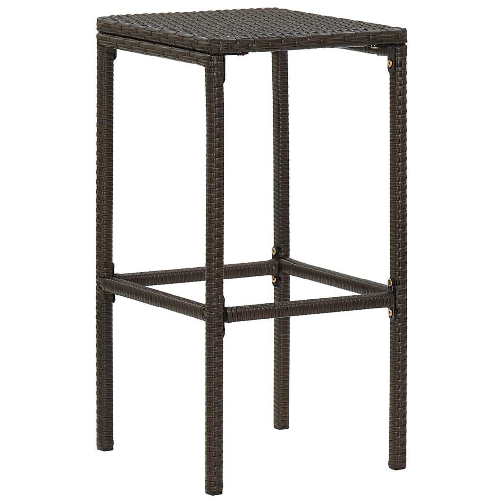 4-Piece Brown Poly Rattan Bar Stools with Cushions - Patio, Kitchen Island & Outdoor Dining Furniture Set for Home Decor