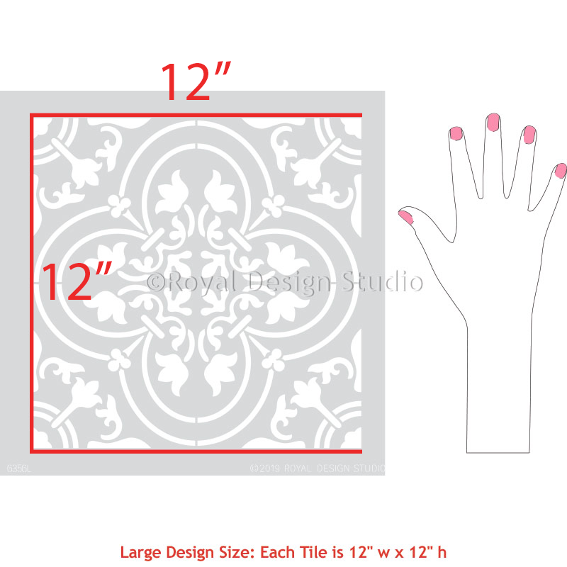 Palladium Tile Stencil - Reusable DIY Floor & Wall Stencil for Geometric Patterns - Perfect for Home Decor, Bathroom, Kitchen & Backsplash Projects
