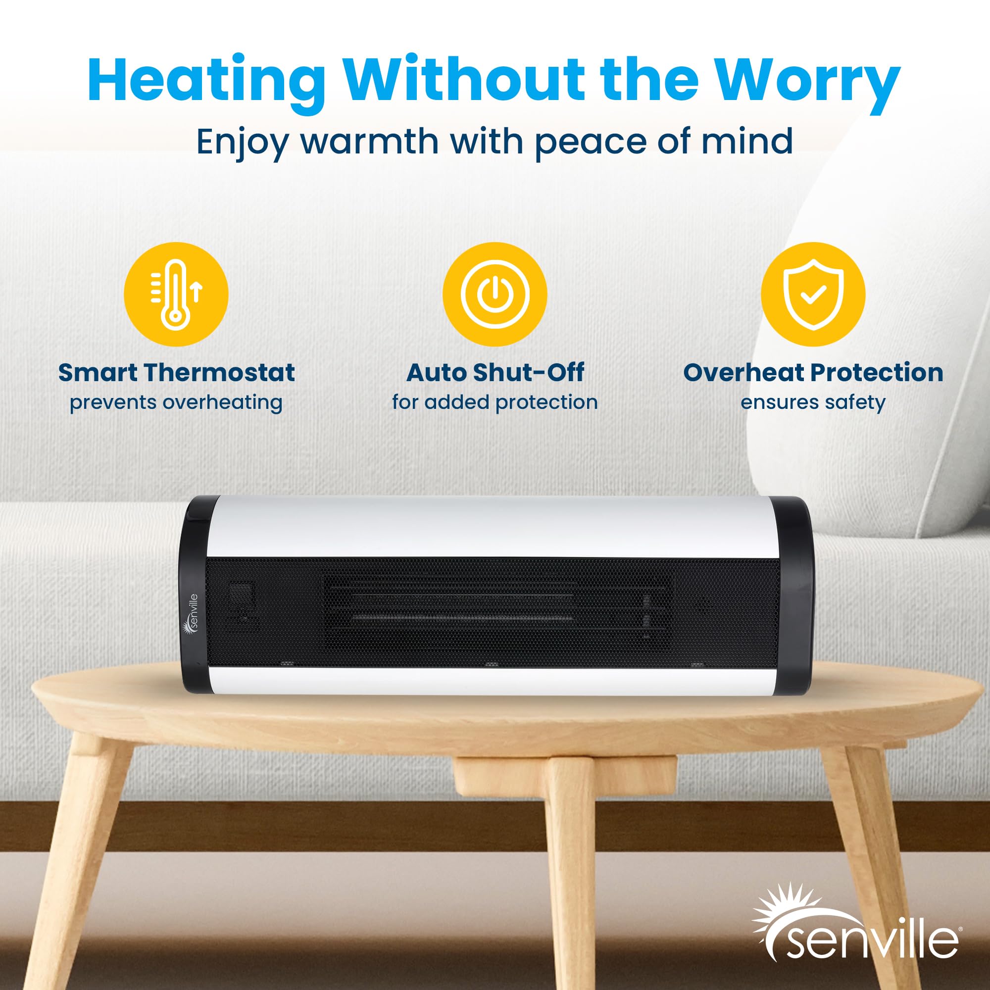 Senville 1500W Electric Ceramic Space Heater with Remote Control & Digital Thermostat - Overheat Protection, Vertical/Horizontal Operation - Perfect for Bedroom, Office & Indoor Heating