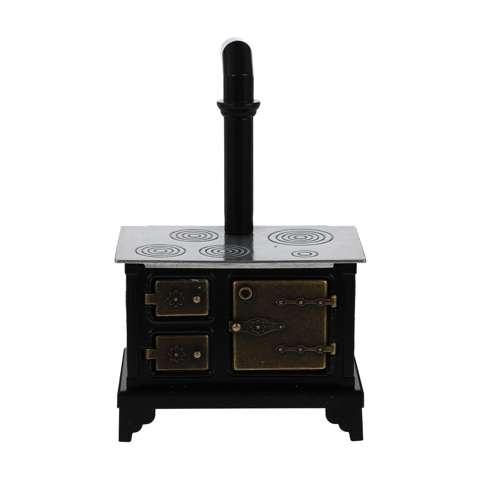 Miniature Dollhouse Kitchen Accessories - Cast Iron Long Chimney Old Range Cooker Stove Model - 15.5x10cm Mini Furniture for Dollhouse DIY & Collectibles - Perfect for Dollhouse Decor, Miniature Displays, and Model Train Scenes