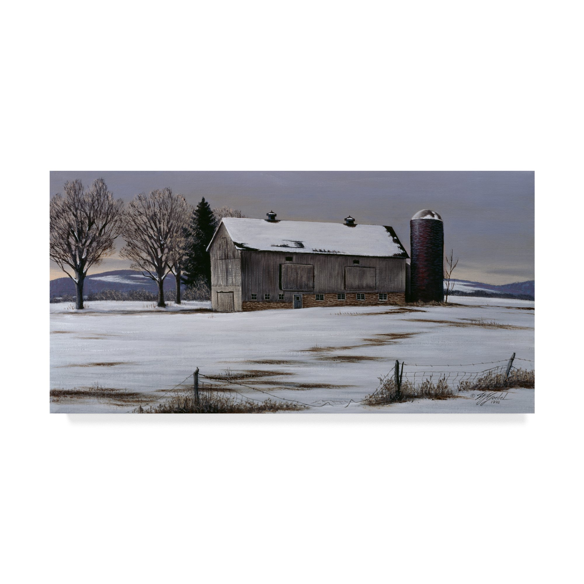 Wilhelm Goebel Winter Barn Wall Art - 24x47 Inch Handcrafted German Collectible for Home & Holiday Decor
