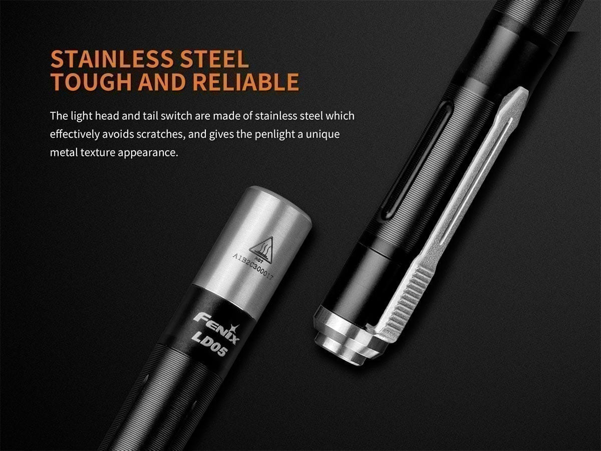 Fenix LD05 V2.0 CW 2AAA Handheld Flashlight - Cool White LED, 300 Lumens, Compact EDC Light for Camping, Hiking & Emergency Use (Discontinued Model)