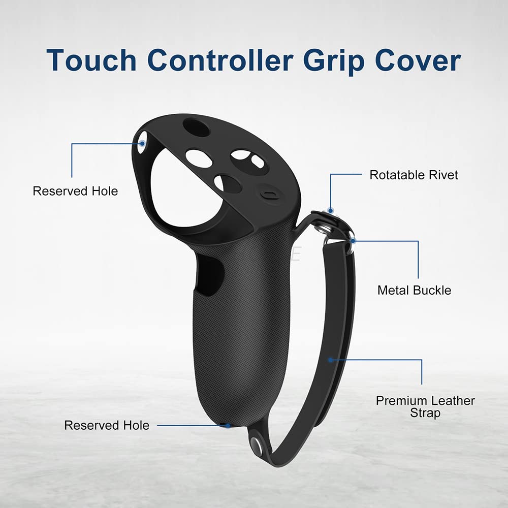 Meta Quest Pro Controller Silicone Grip Cover - Dark Black Protector for Enhanced Comfort and Durability, Ideal for VR Gaming and Fitness