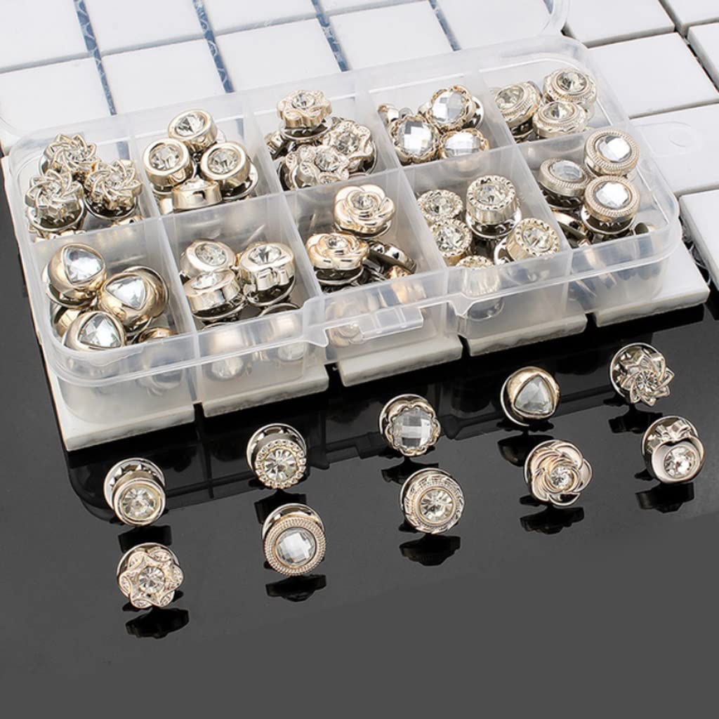 SCDZS Women's Pearl Blouse Buttons - No-Sew Shirt Brooch Buttons Set (50pcs, Color A) - Elegant Clothing Decor Accessories for Dresses, Blouses & DIY Fashion Projects