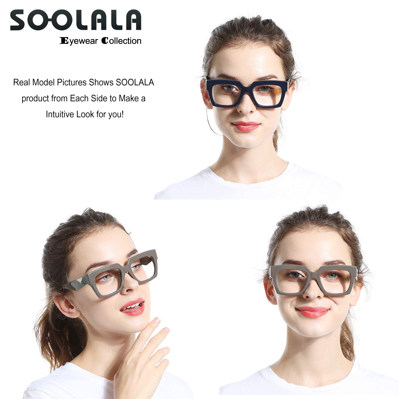 SOOLALA Blue Light Blocking Reading Glasses - Square Frame with Leopard Print Arms - Reduce Eye Strain for Computer Work & Reading