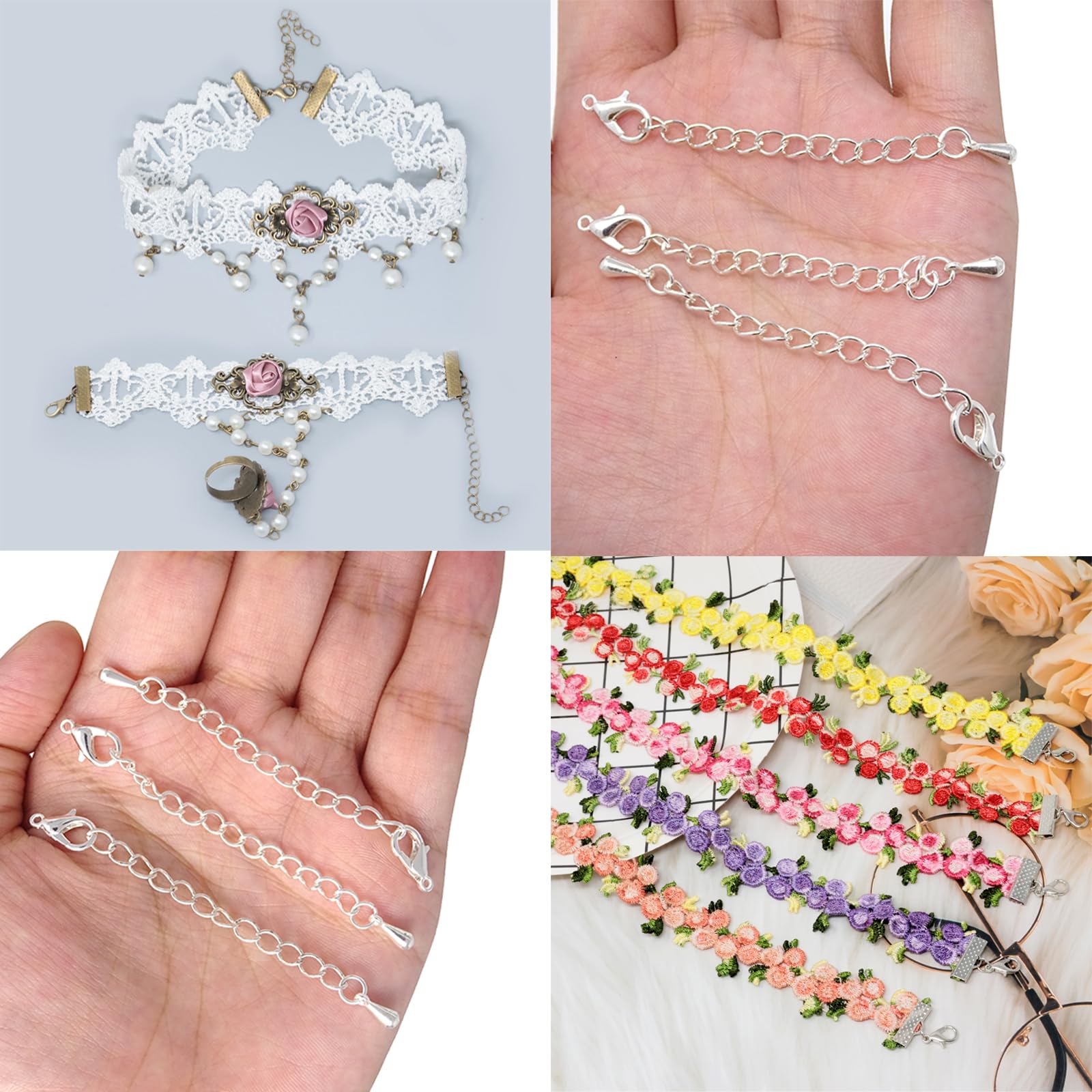 Honbay 15PCS 2-Inch Silver Jewelry Extender Chains - Necklace, Bracelet & Anklet Extension with Lobster Clasp | Perfect for Adjusting Jewelry Length & Layering Accessories