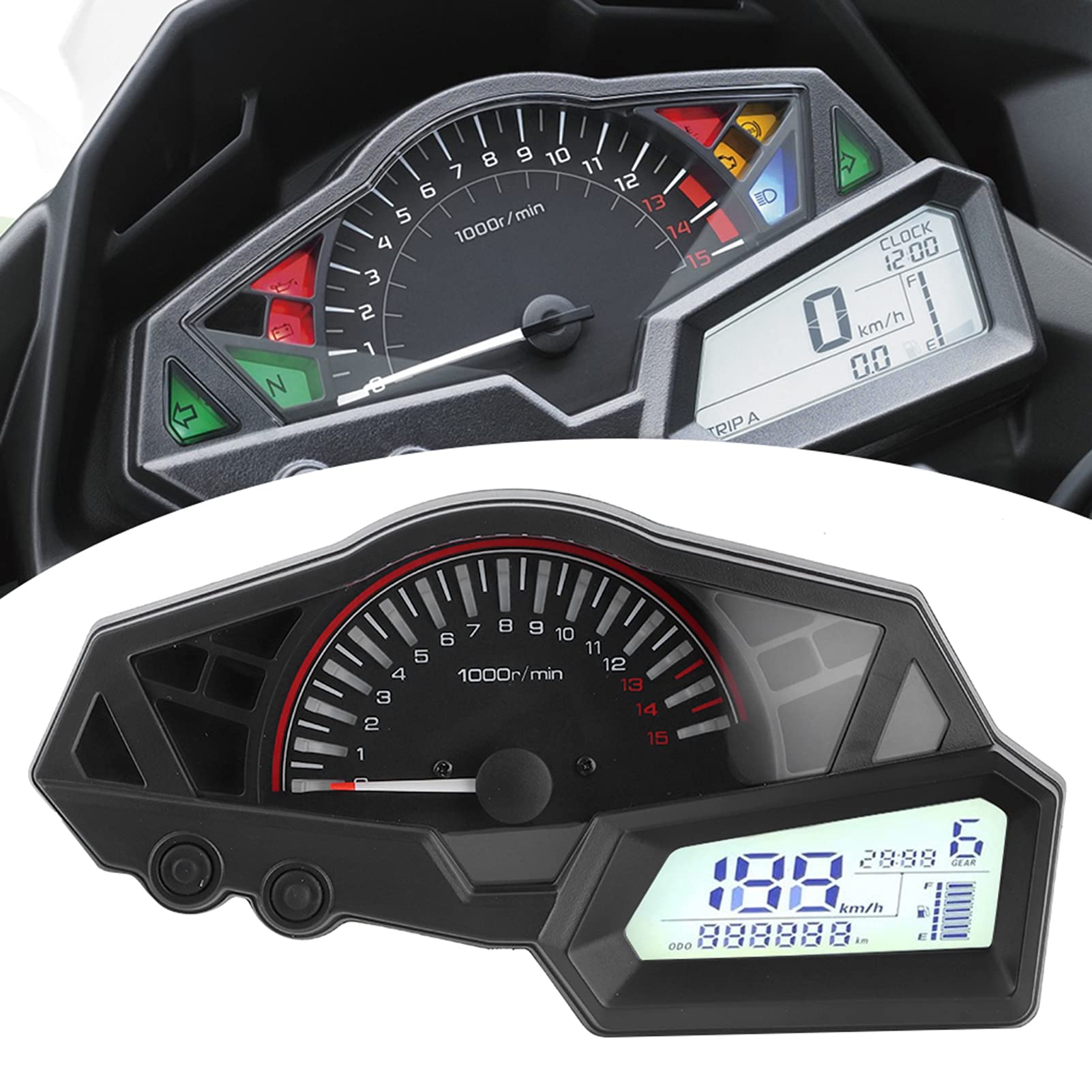 Kawasaki Ninja 300 LCD Speedometer - 15000RPM Tachometer & Fuel Gauge for Motorcycle Racing