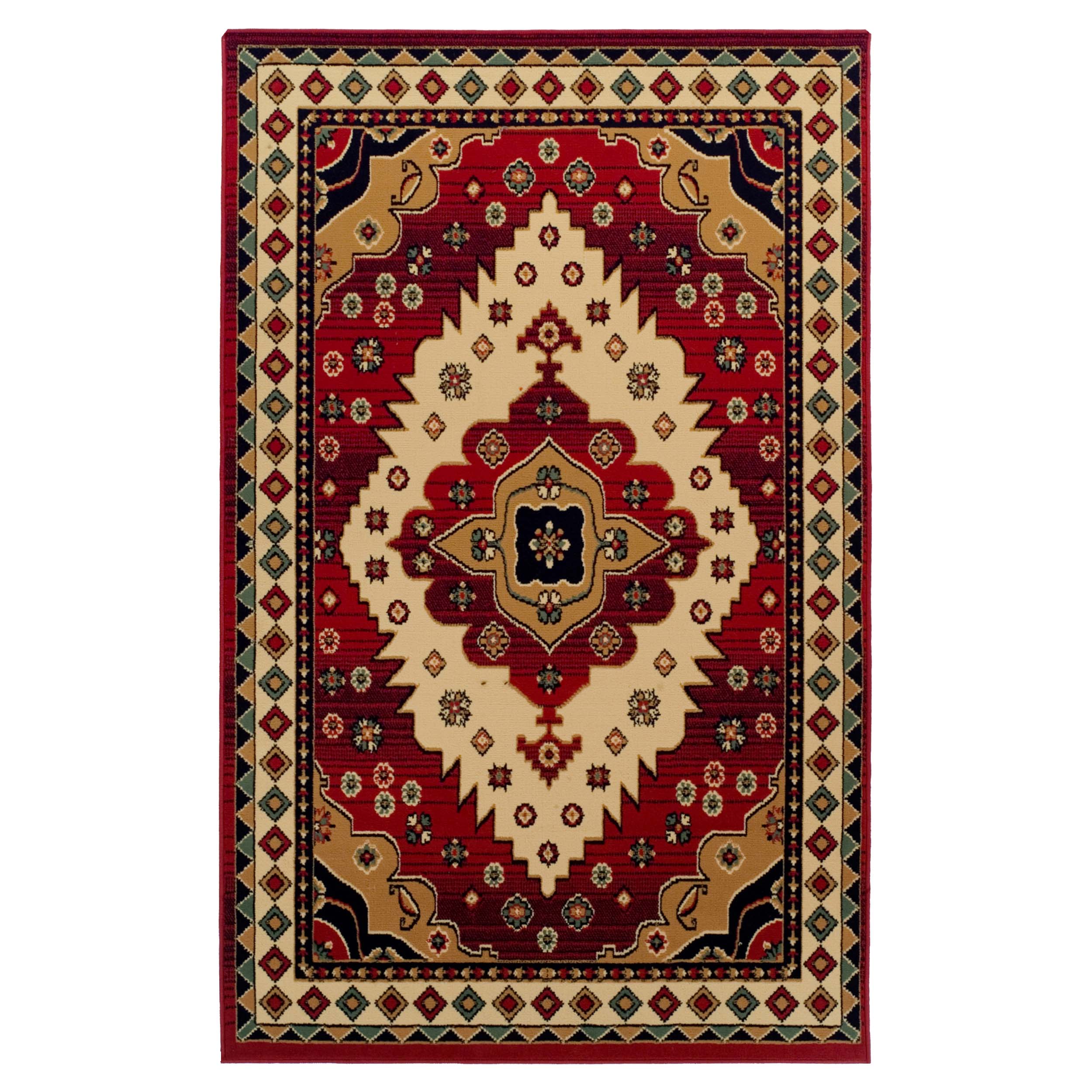 Aztec Southwestern Medallion Geometric Diamond Ikat Indoor Area Rug - Non-Slip Boho Chic Living Room Carpet for Bedroom, Dorm & Home Decor