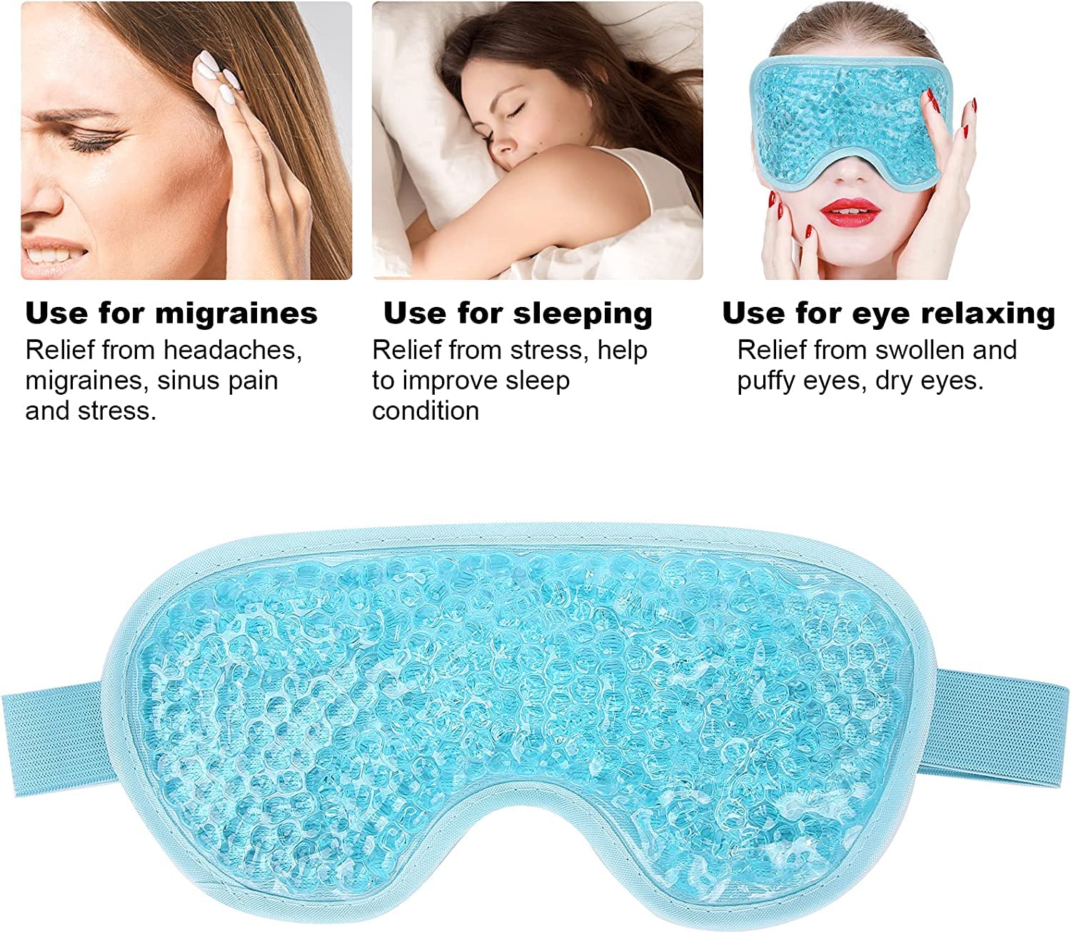 Zorzel Reusable Cooling Gel Eye Mask for Puffy Eyes & Dark Circles Relief - Soft Plush Cold Compress for Migraine, Stress & Tired Eyes - Perfect for Office, Travel & Home Relaxation