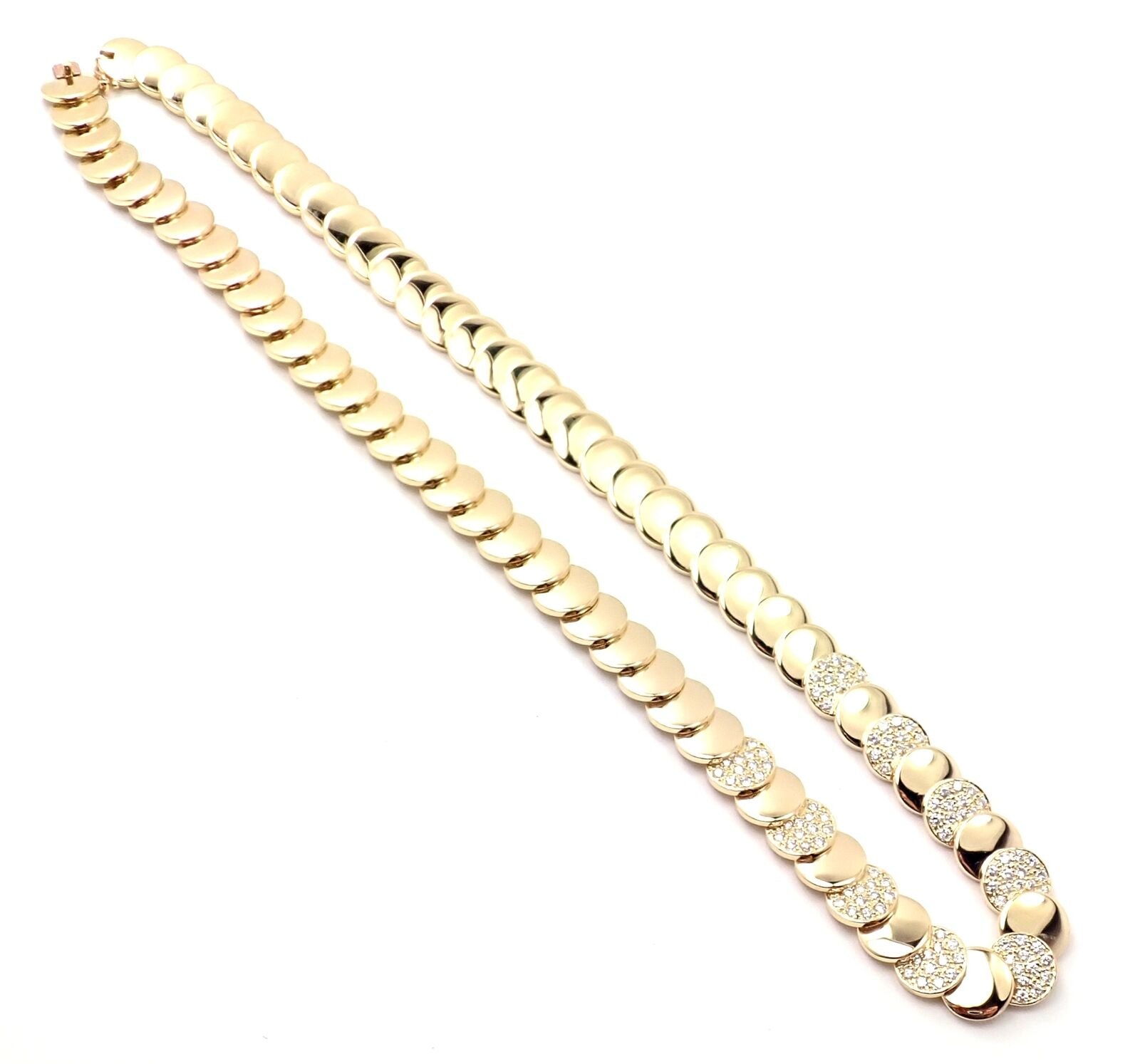 Vintage Van Cleef & Arpels 18k Yellow Gold Diamond Disc Necklace - Authentic Luxury Jewelry for Women, Perfect for Weddings, Anniversaries & Special Occasions