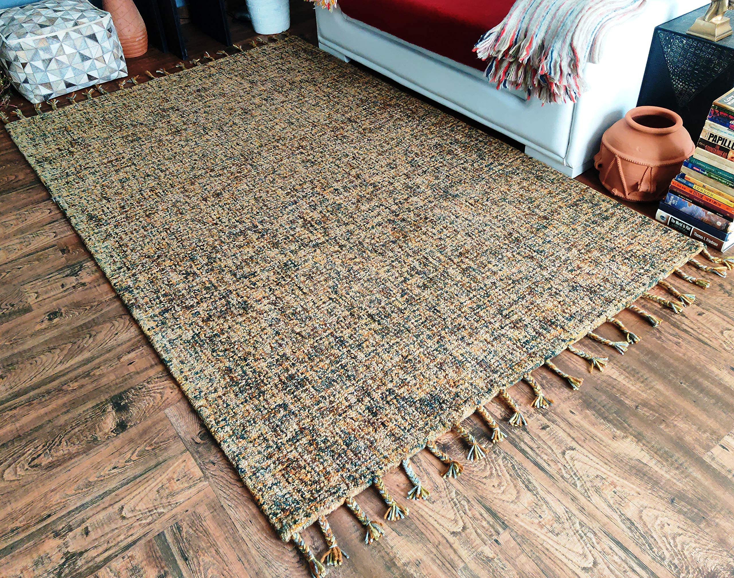 Handmade Nomad Forest Wool Rug - Natural Fiber, Easy Maintenance, Non-Slip - 2'6