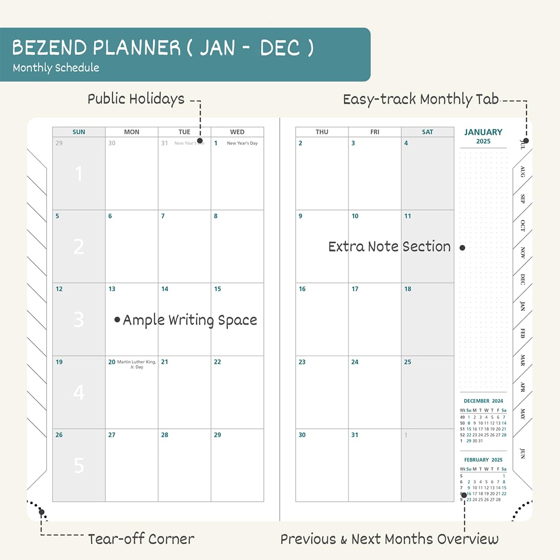 BEZEND 2025 Weekly Planner & Notebook - 5