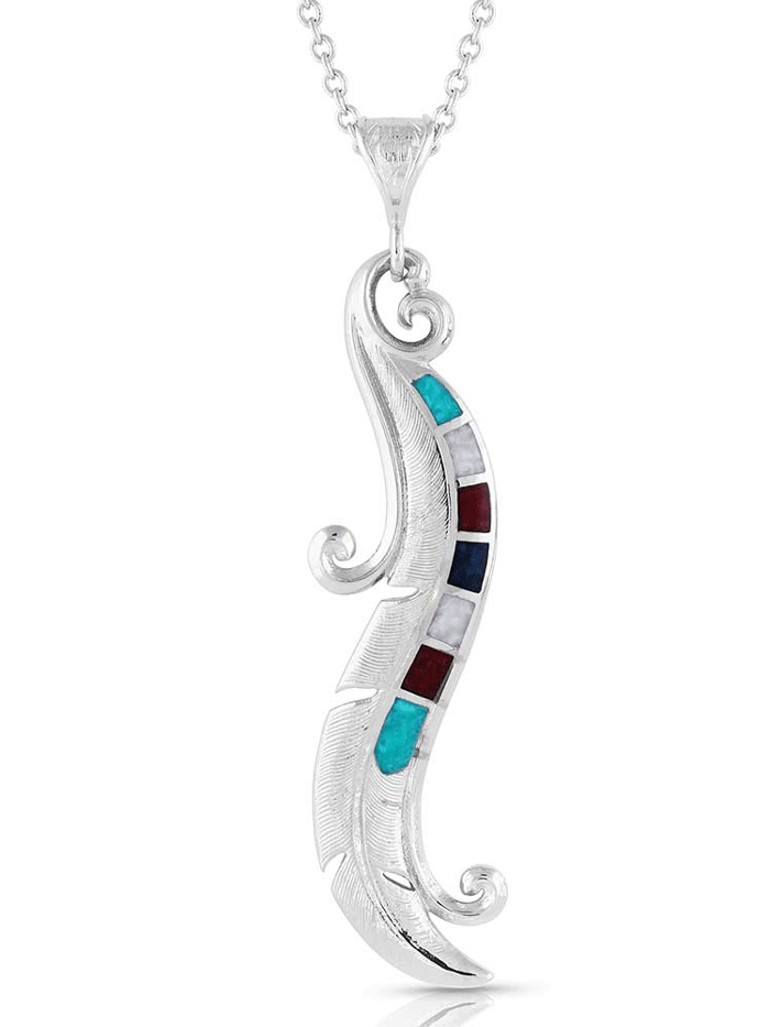 Montana Silversmiths NC4836 Women's Dreamweaver Feather Necklace in Sterling Silver | Elegant Native American Jewelry for Everyday Wear & Special Occasions