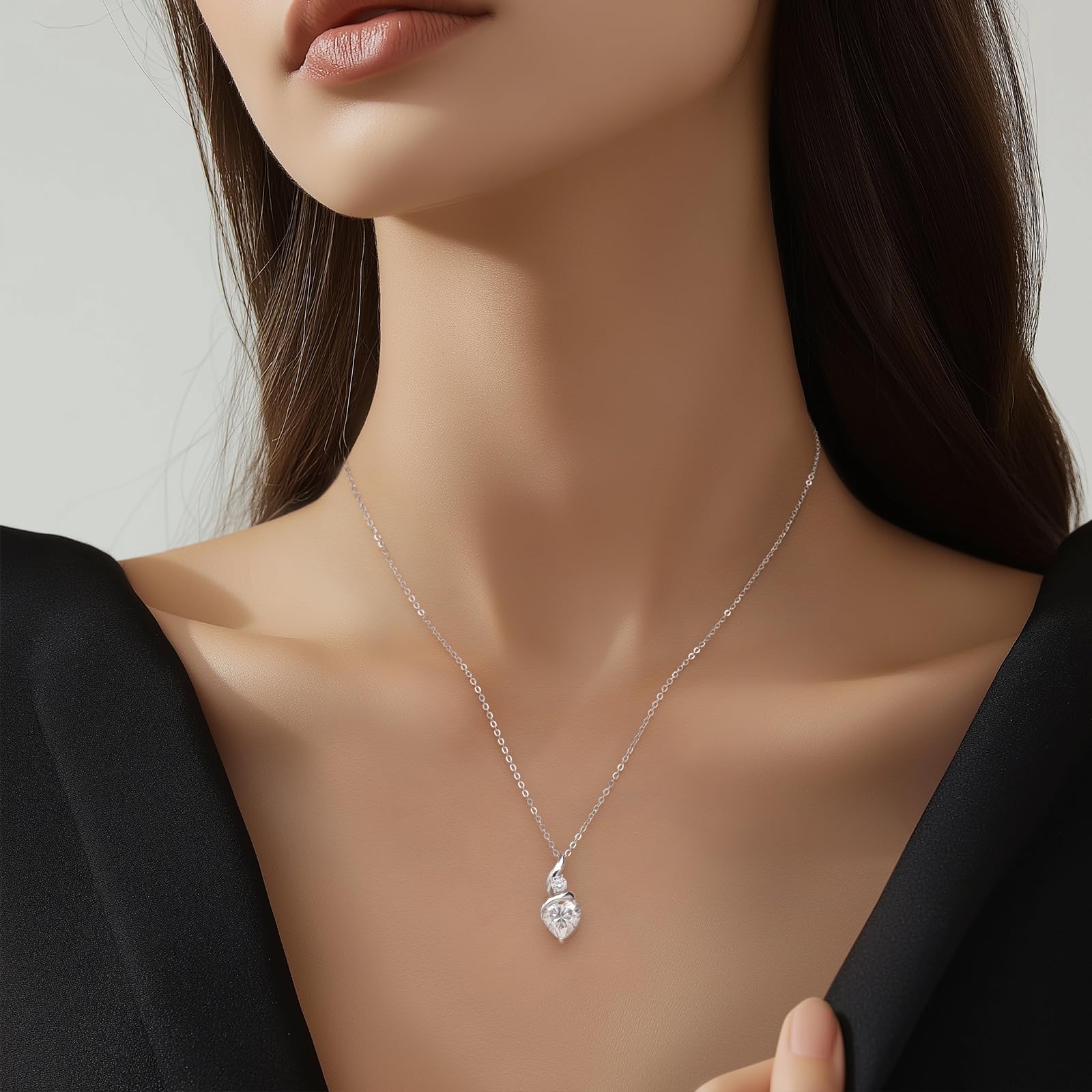 ANDSO Moissanite Diamond Necklaces for Women - 925 Sterling Silver Pendant Necklace | Elegant Birthday Gift for Wife, Girlfriend, Her | Perfect for Anniversary, Valentine's Day & Special Occasions