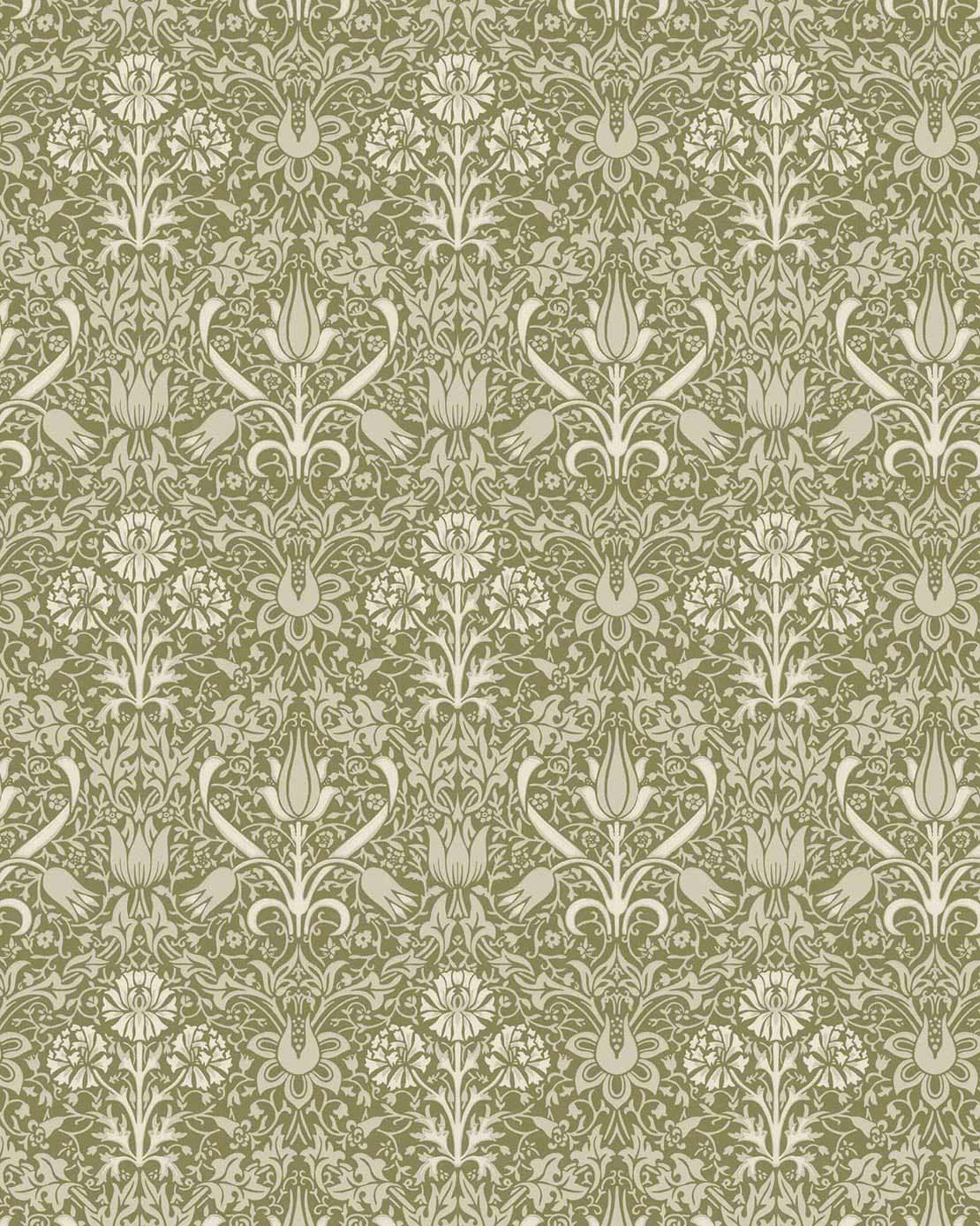 Lim & Handtryck Wallpaper Florian Green/Light Green - Perfect for Living Room, Bedroom & Home Decor