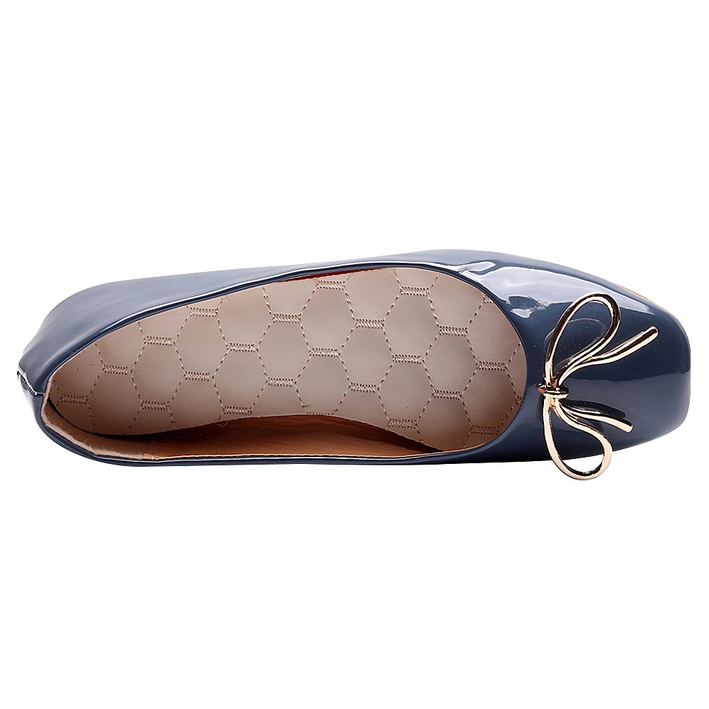 ANUFER Women's Comfortable Square Toe Ballet Flats with Bow Tie - Cute Dolly Shoes for Work, Office, and Casual Wear