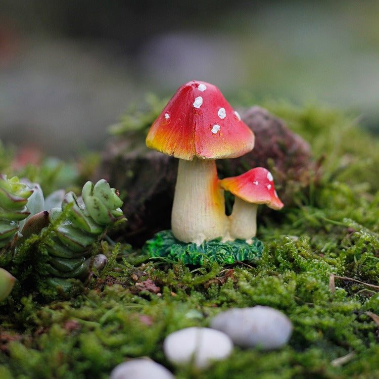 Mini Mushroom Figurines - Cute Decorative Mushroom Statues for Fairy Garden, Terrarium, Home Decor & Gift Ideas