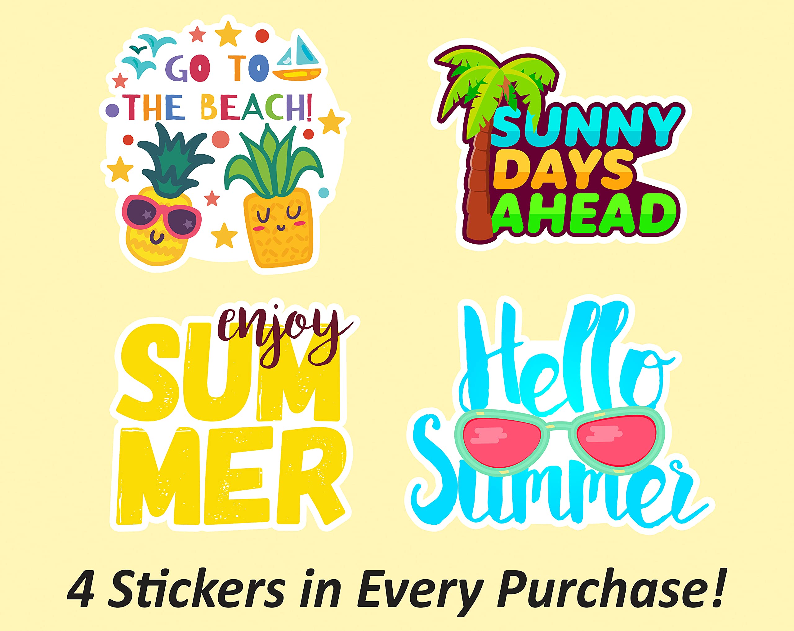 Summer Stickers Bundle - Surfing, Journal, Laptop & Planner Stickers | Waterproof, Oilproof & Fade Resistant Vinyl Decals for Scrapbooking, Bullet Journals, Laptops & Water Bottles | Perfect for Summer Vacation Planning & Beach Themed Crafts