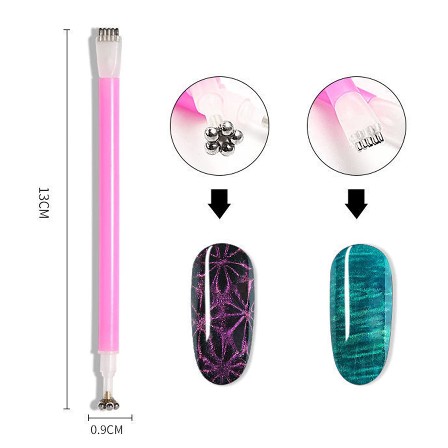 DANNEASY 8pcs 3D Cat Eye Magnetic Gel Polish Set with Nail Magnet Wand - Nail Art Design Tools for Stunning Manicures at Home or Salon