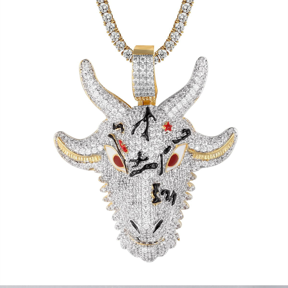 Men's GOAT Devil Animal Rapper Bling Pendant Necklace - Hip Hop Jewelry for Rappers, Streetwear Fashion & Gift Ideas