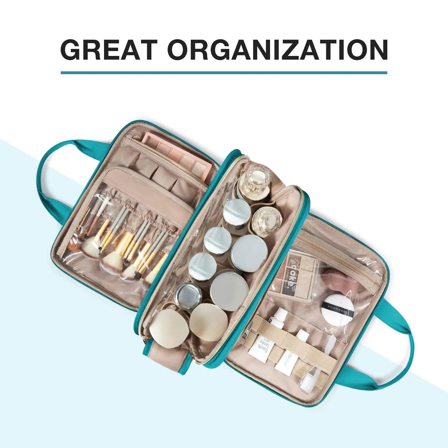 Waterproof Travel Makeup Organizer Bag - Portable Cosmetic Case for Women, Perfect for Airplane Carry-on & Vacation Essentials Storage