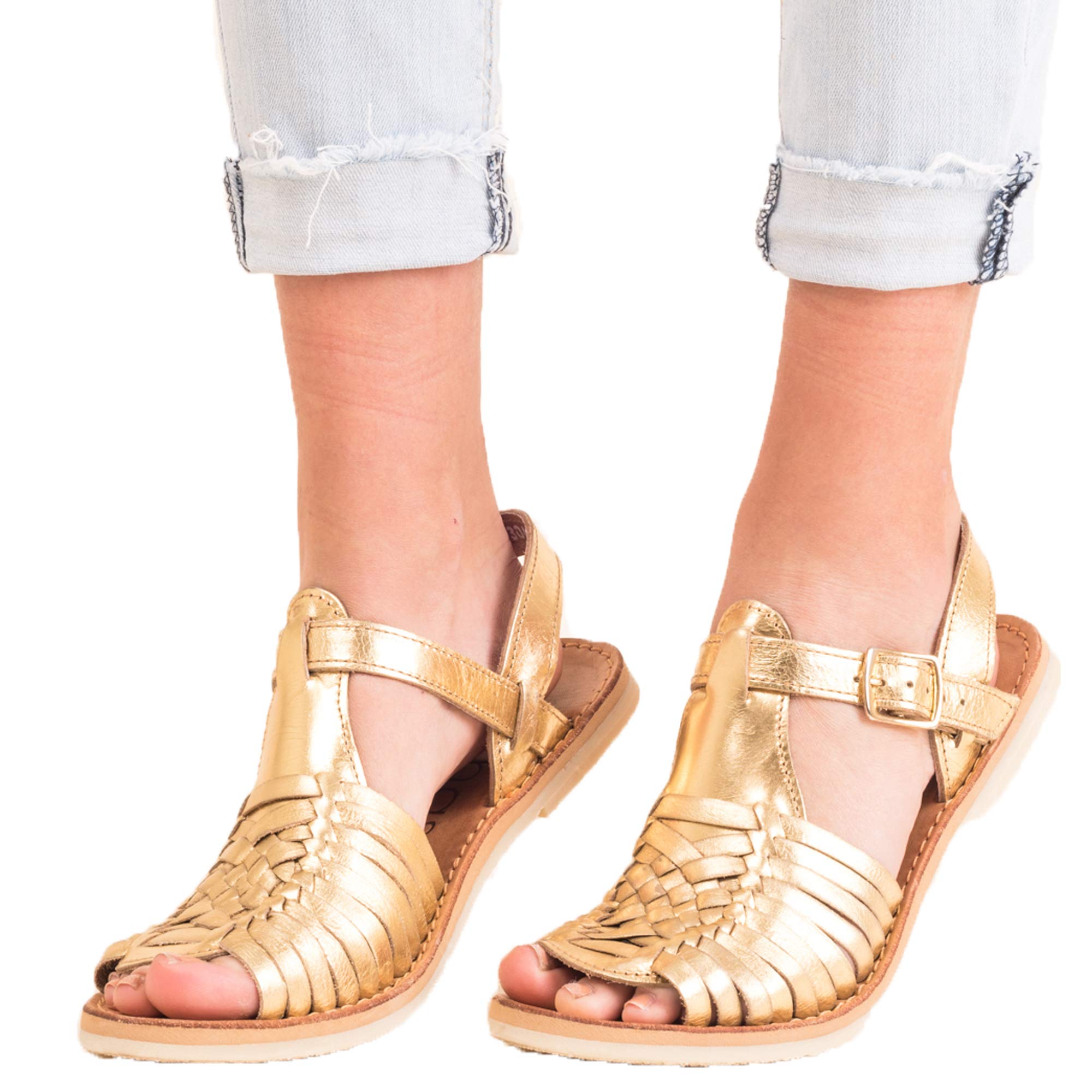 Women's Leather Huarache Sandals - Mexican Open-Toe Western Style Sandals for Summer, Casual & Boho Outfits