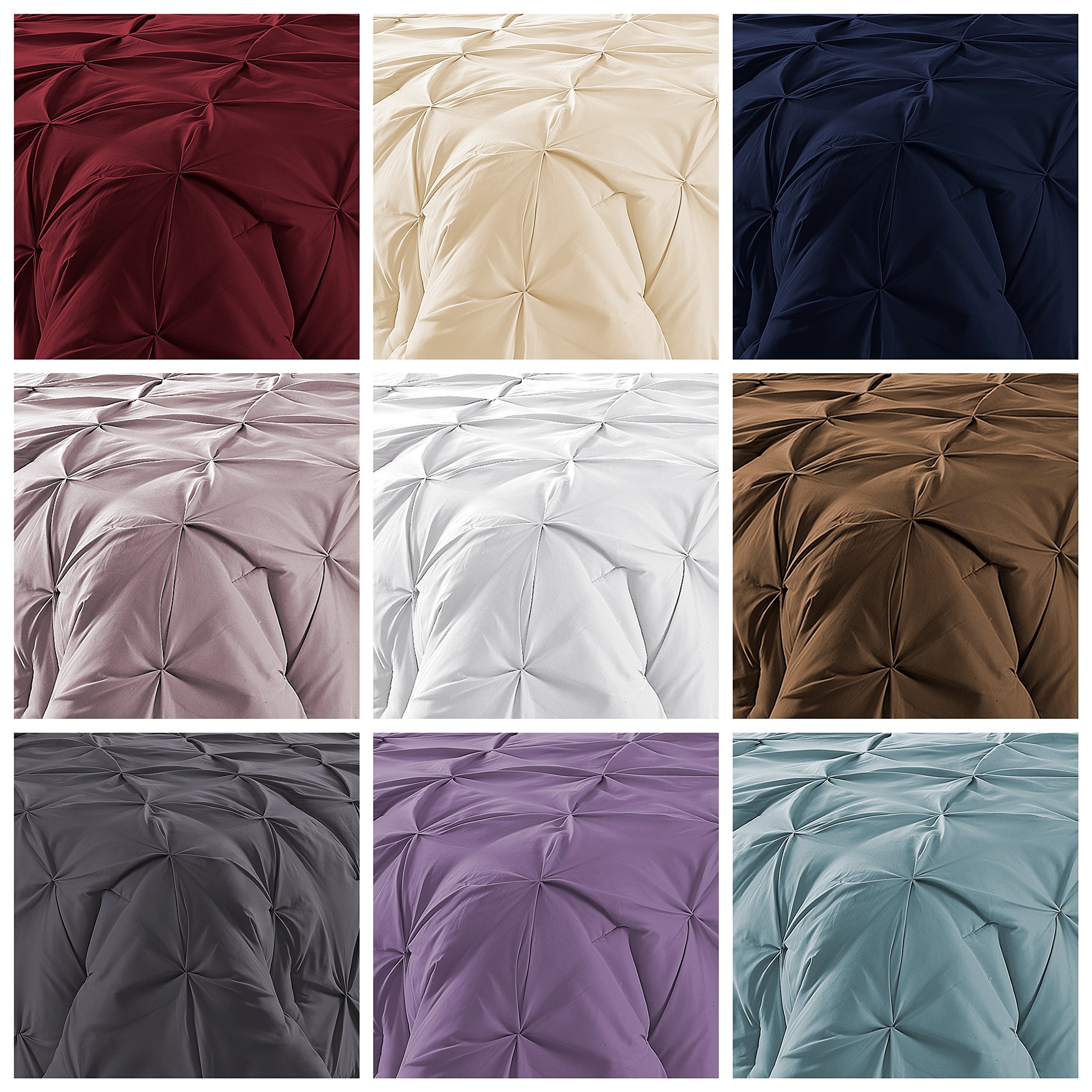 Premium 100% Pure Cotton Pinch Pleat Comforter Set - Double-Needle Stitched Down Alternative Bedding - 500 GSM All-Season Oversized Queen Comforter in Soft Pink | Luxury Pintuck Design for Master Bedroom & Guest Room Decor