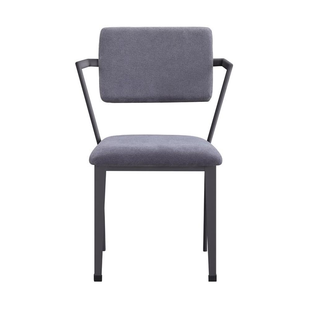 Acme Cargo Upholstered Dining Arm Chairs - Set of 2 in Gray & Gunmetal for Modern Kitchen, Dining Room or Breakfast Nook