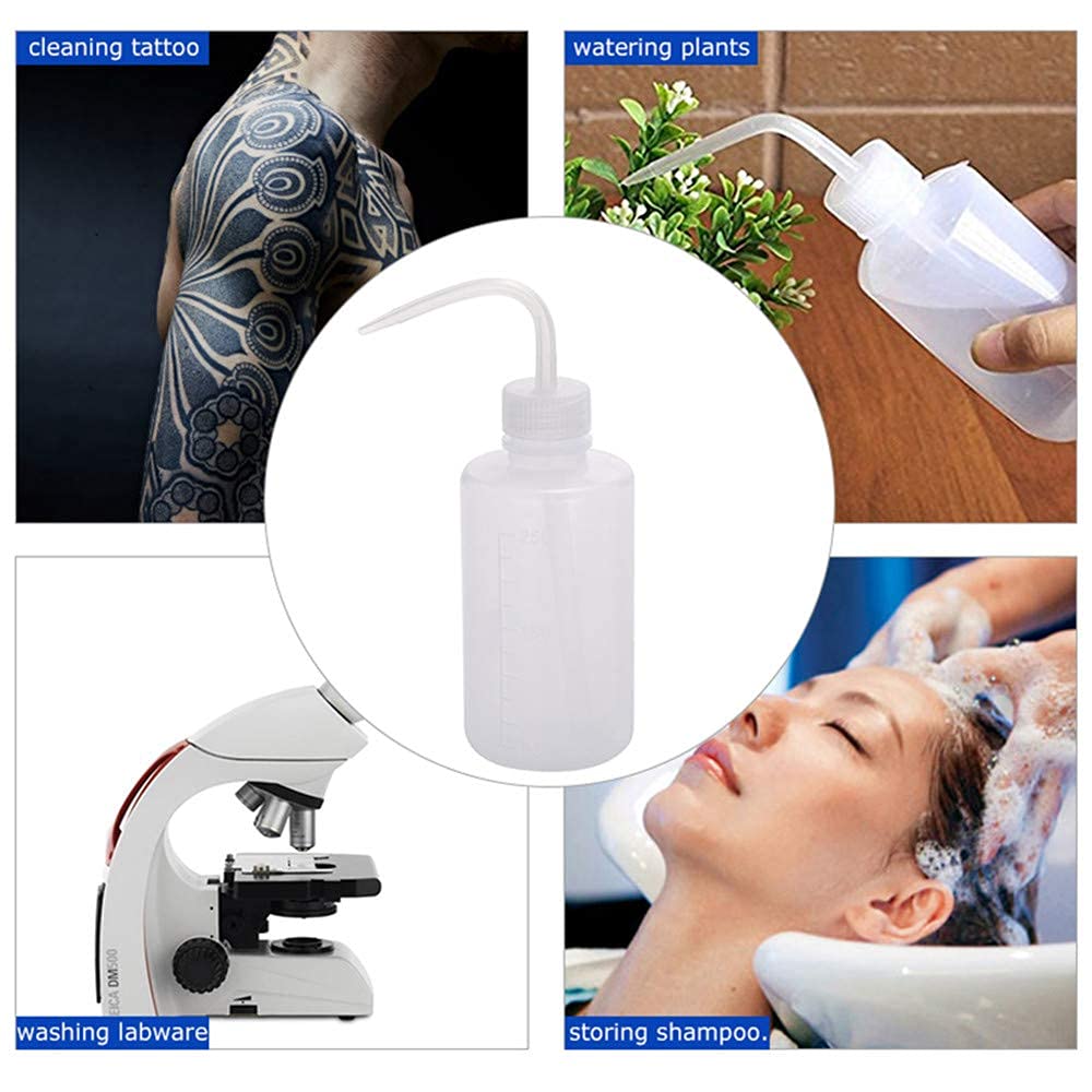 8oz Clear Plastic Tattoo Squeeze Bottle with Diffuser for Green Soap & Water Wash - 250ml (Pack of 2) - Perfect for Tattoo Artists, Piercing Shops & Body Art Studios