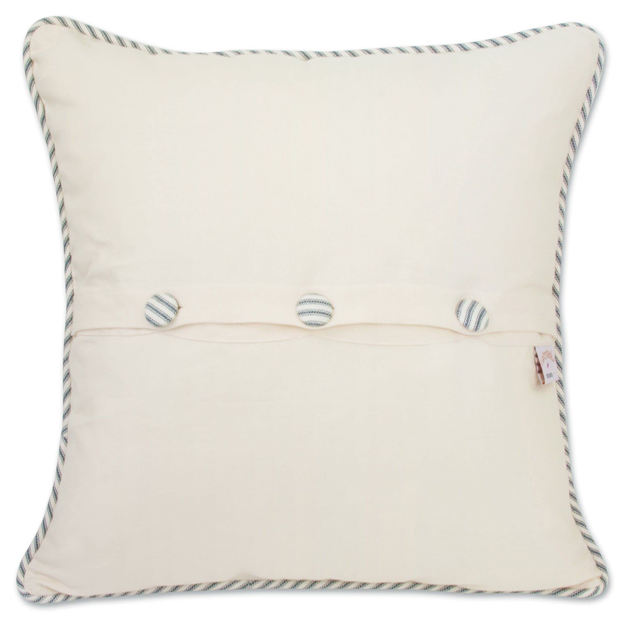 Catstudio Virginia Beach Embroidered Decorative Throw Pillow - Coastal Home Decor Accent for Sofa, Bed & Porch