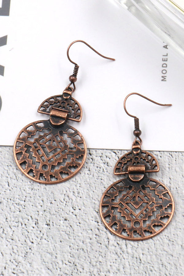Vintage Distressed Pendant Earrings for Women - Boho Chic Retro Dangle Earrings - Perfect for Parties, Weddings & Everyday Wear