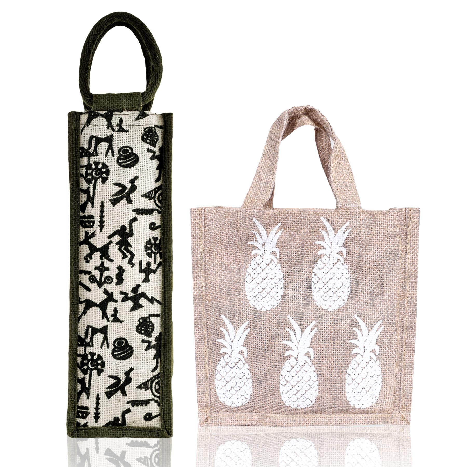 Kuber Industries Insulated Lunch Bag & Water Bottle Holder Combo Set - 2-Piece Reusable Jute Tote for Office, School & Picnic - Eco-Friendly Food & Drink Storage Organizer