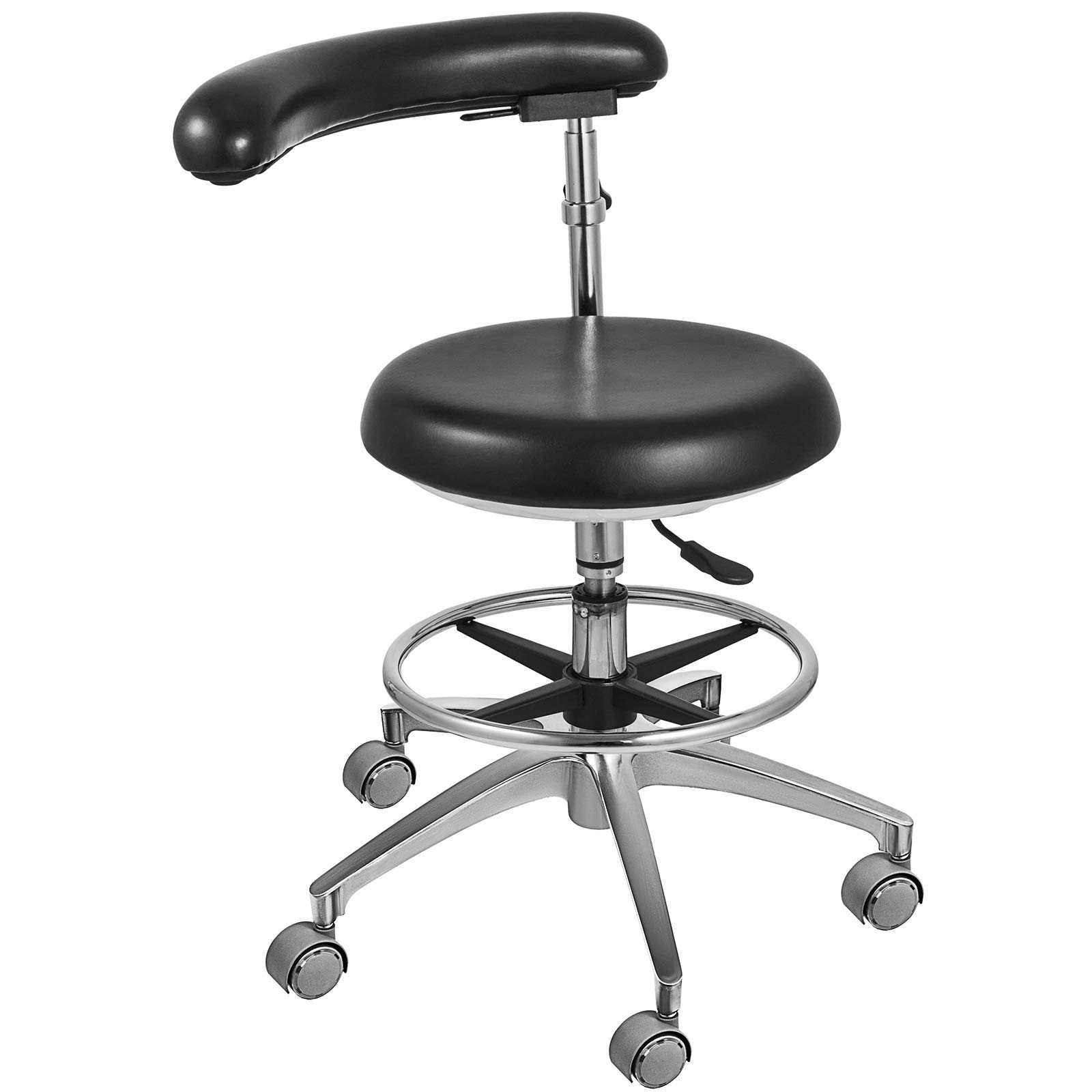 VEVOR Adjustable Dental Stool with 360° Swivel & PU Leather Armrests - Ergonomic Dentist Chair for Clinics, Hospitals & Home Dental Care - Height Adjustable Doctor Stool for Comfortable Patient Treatment