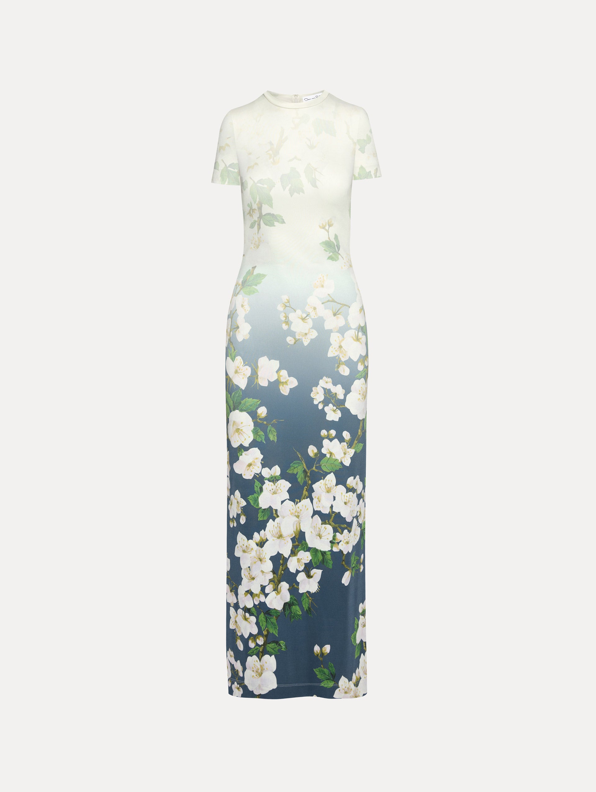 Ombré Cherry Blossom Jersey Dress for Women - Flowy Summer Maxi Dress with Gradient Pink Floral Print | Perfect for Beach Vacations, Date Nights & Spring Weddings