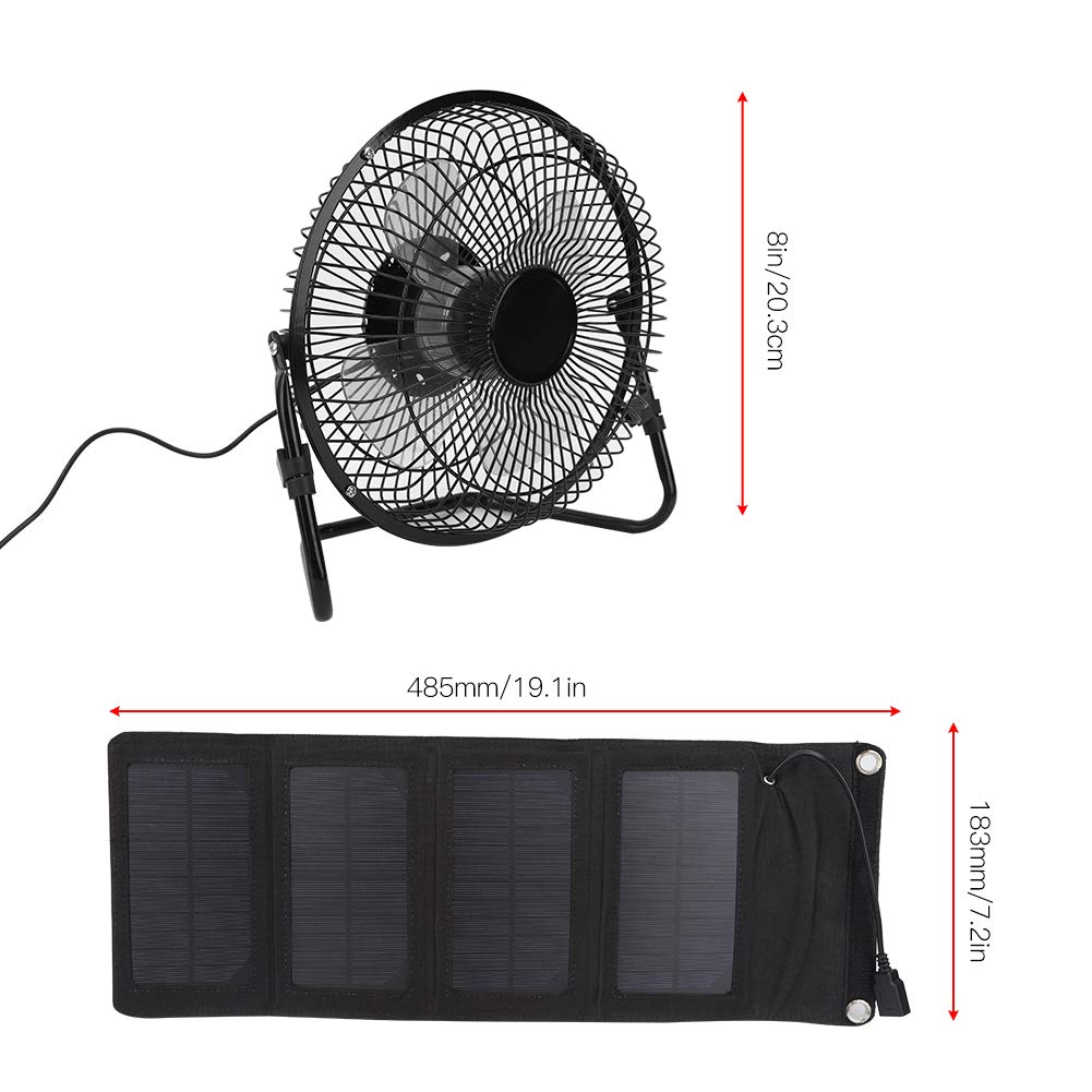 8W USB Solar Panel Fan with Folding Bag - 8inch Portable Solar Powered Fan for Outdoor Camping, Fishing, Travel & Gardening - Perfect for Tents, Greenhouses & Beach Trips