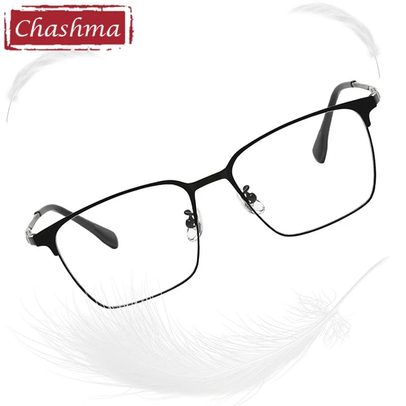 Men's Titanium Square Full Rim Eyeglasses Frame 98601 - Lightweight & Durable for Office, Reading & Daily Wear